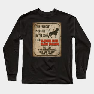 Alapaha blue blood bulldog Silhouette Vintage Humorous Guard Dog Warning Long Sleeve T-Shirt